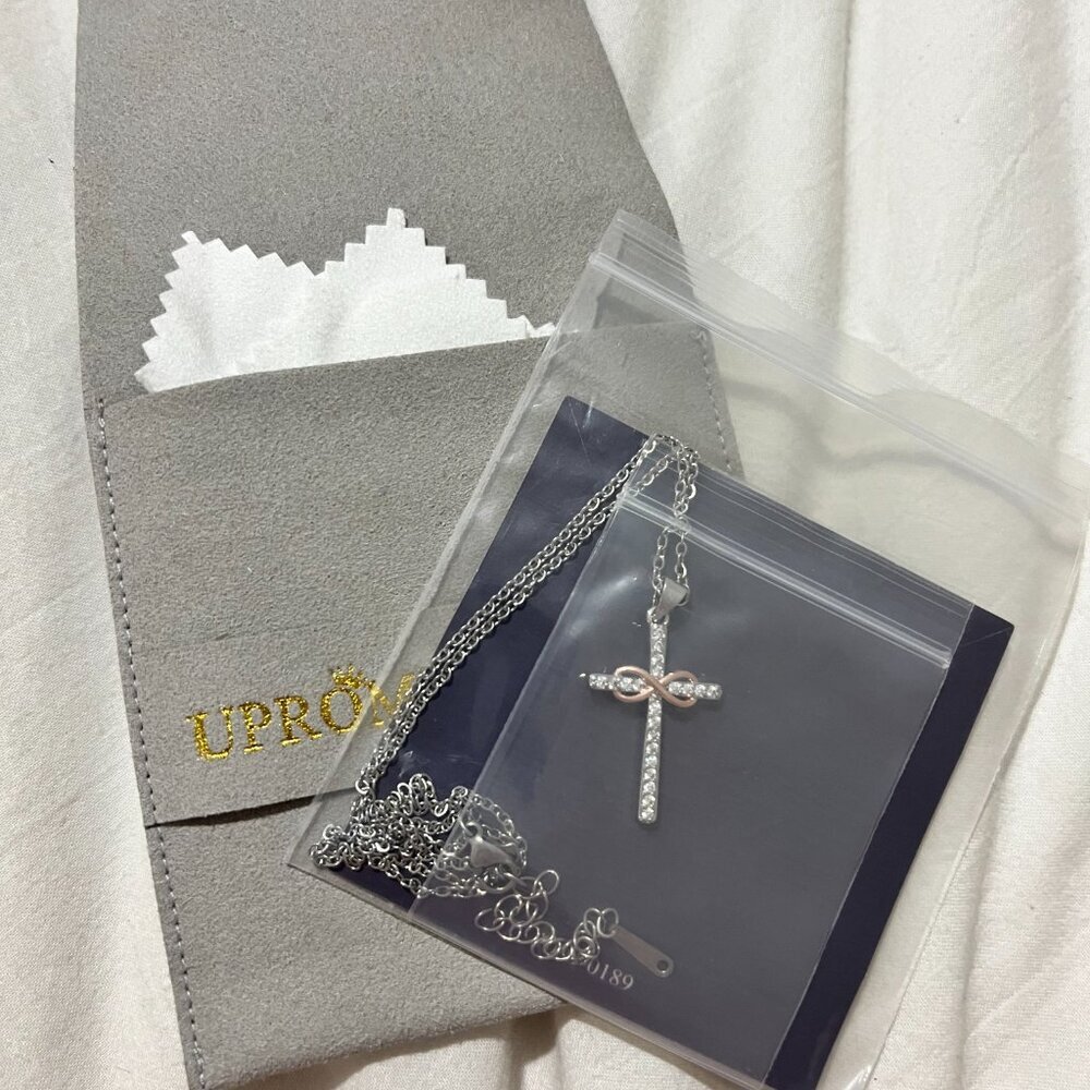 π· *NWT*Will You Be My Godmother? Infinity Cross Necklace - Silver & Rose Gold β¨ - Picture 3 of 8